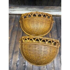 Homco Dart Wall Planters Faux Wicker Basket Decor 1983 Made in USA